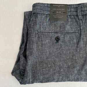 NWT Banana Republic Men's Athletic-Fit Linen-Blend Pant, 36 x34, Preppy  Navy